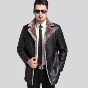 Free shipping 2019 New Winter Business Casual Men's Sheepskin Leather Jackets