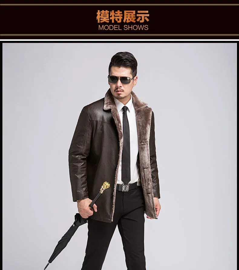 Free shipping 2019 New Winter Business Casual Men's Sheepskin Leather Jackets