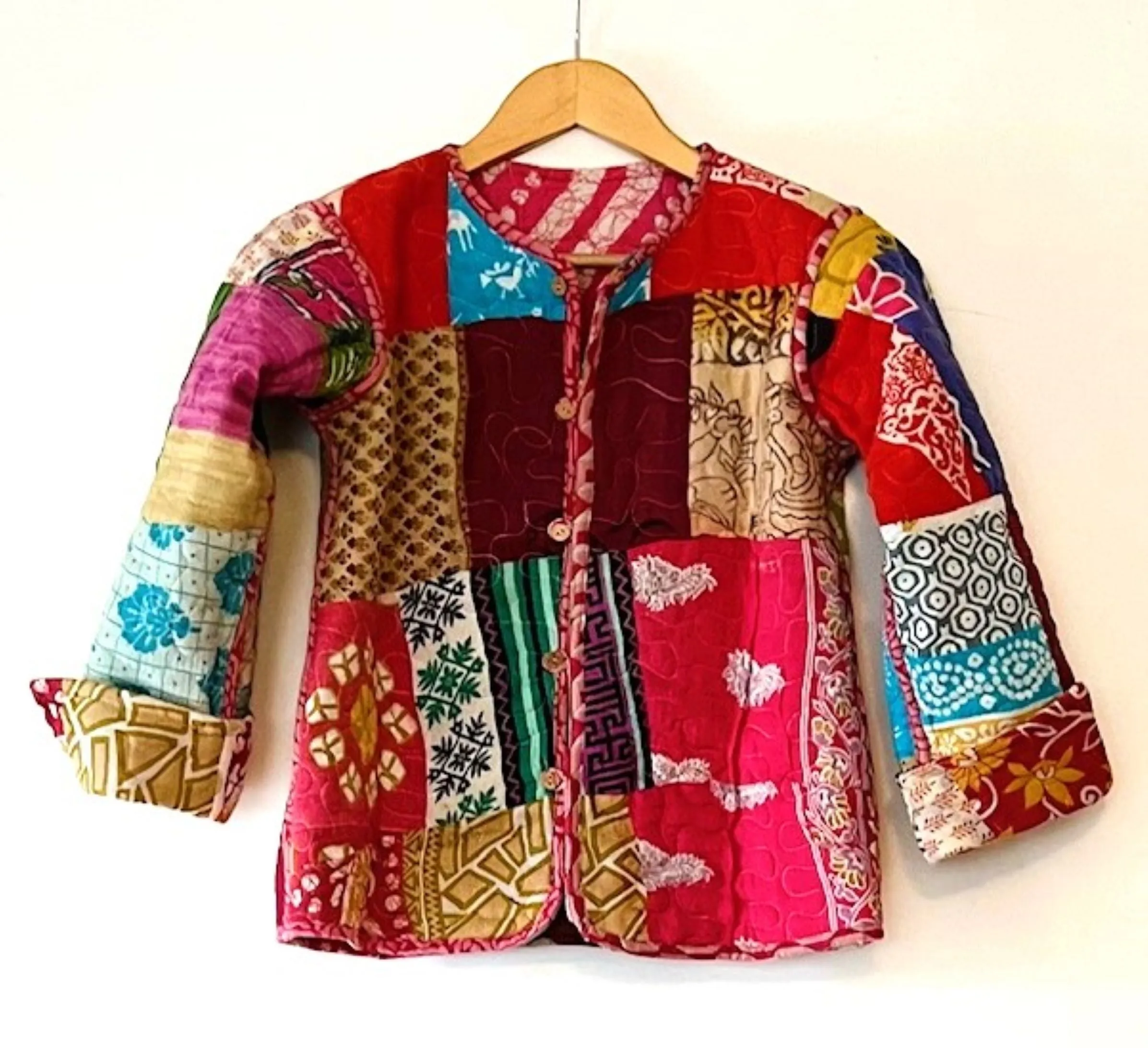 Fully Reversible Cotton Quilted Patchwork Jacket is Uplifting