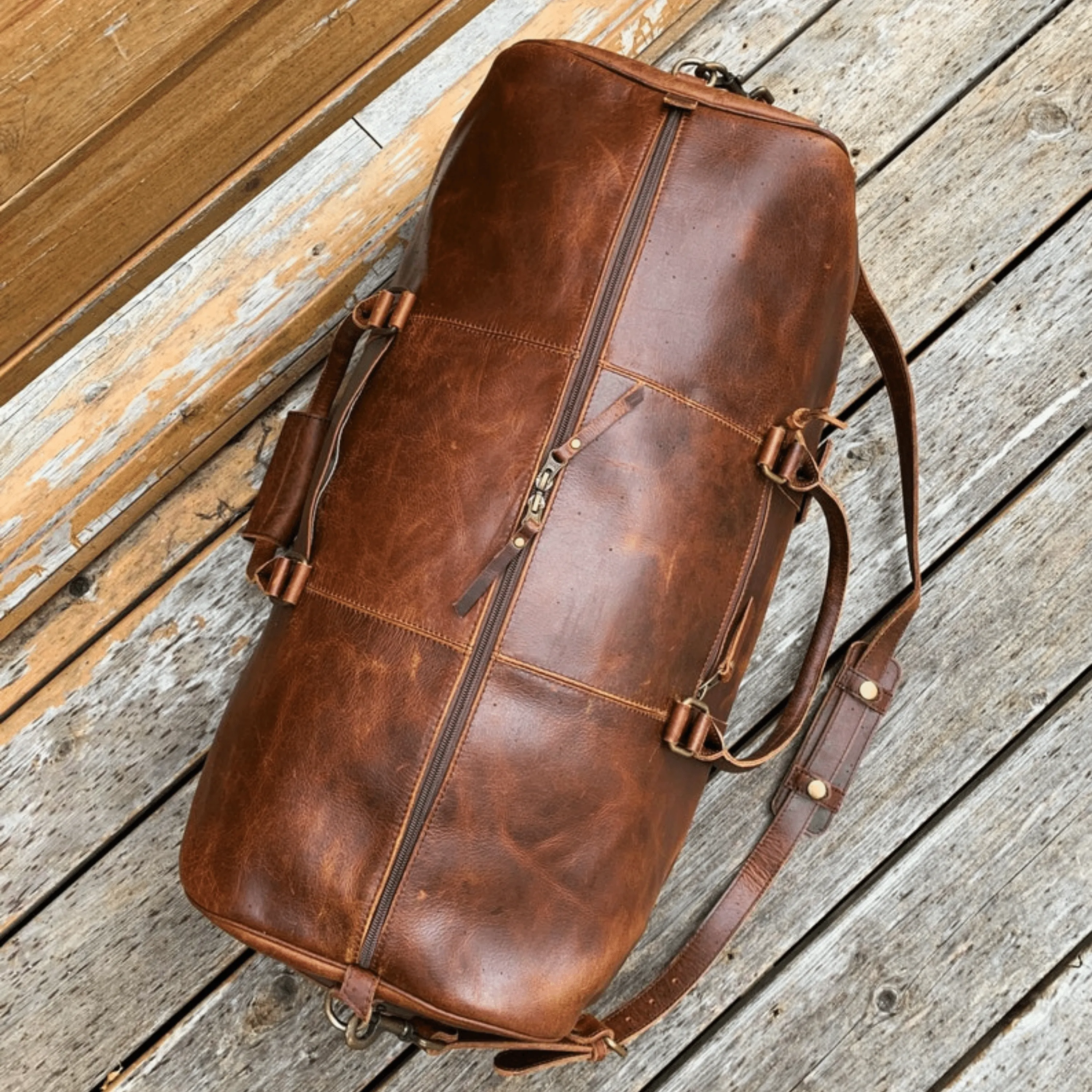 Genuine Leather Brown Travel Duffle Bag