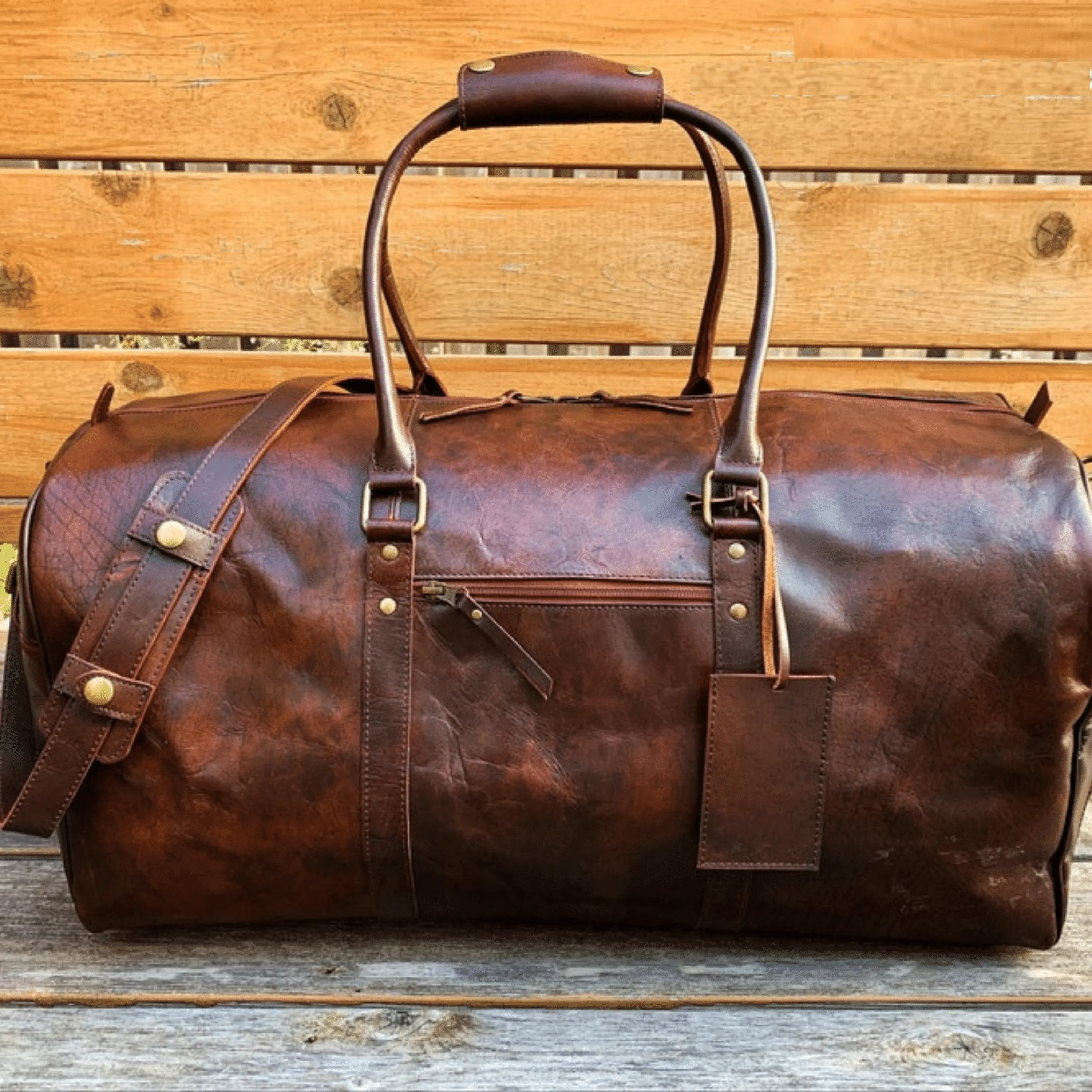 Genuine Leather Brown Travel Duffle Bag