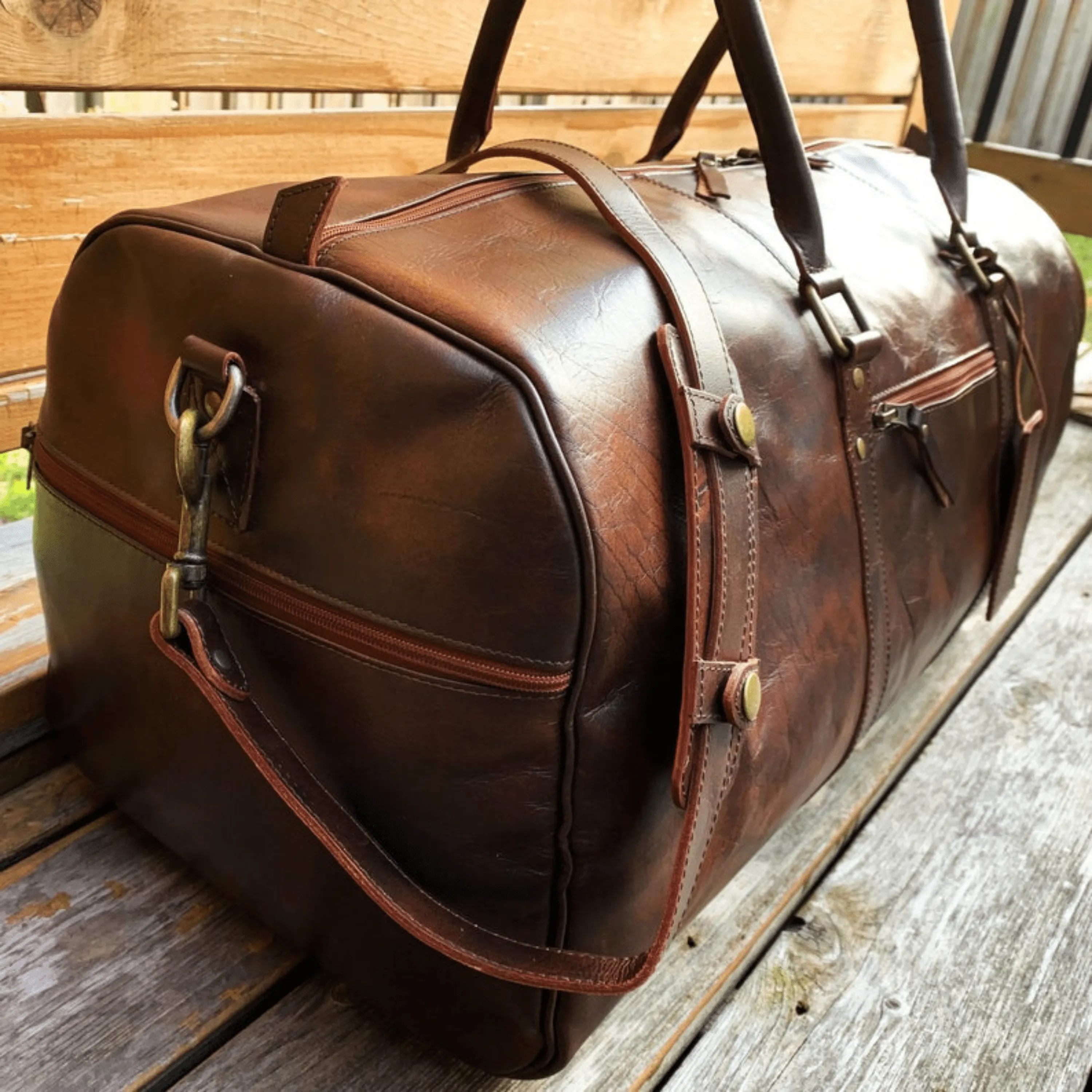 Genuine Leather Brown Travel Duffle Bag