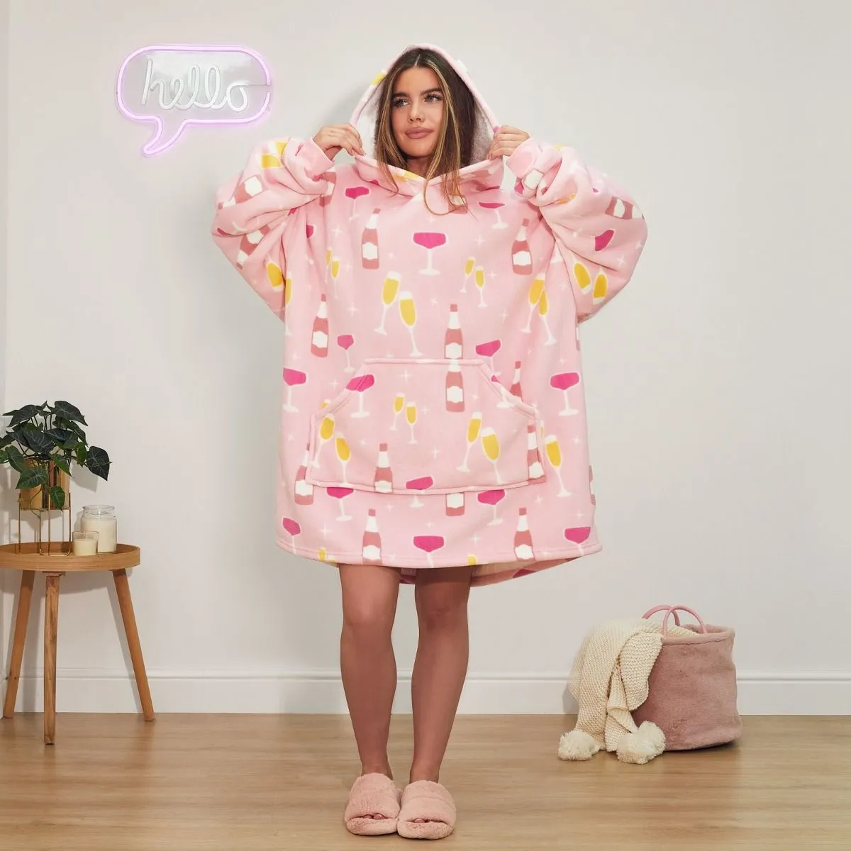 Giant Thick Fluffy Prosecco Hoodie Blanket | Christmas Blanket | Avocado Xmas Gift