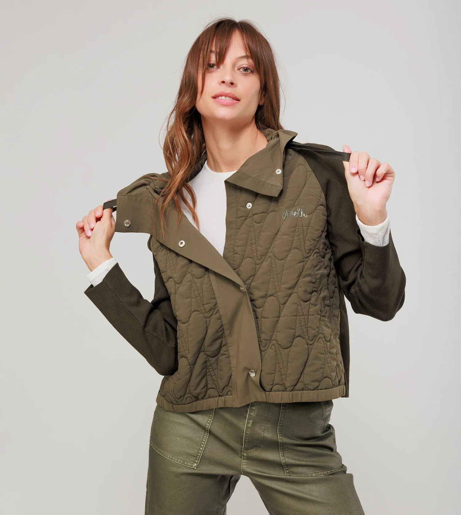 Green quilted jacket