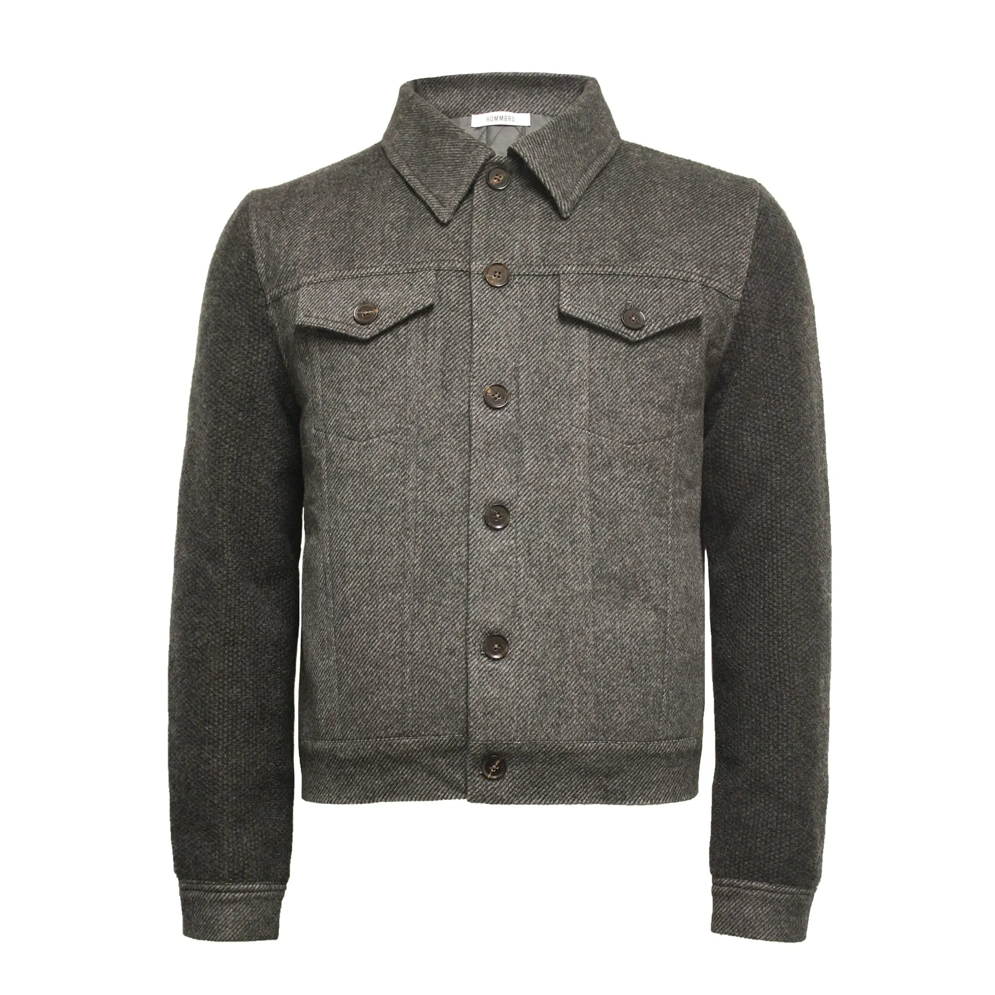 Grey Cashmere woven and knitted padded Jeans Jacket