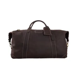 Handmade Vintage Full Grain Leather Travel Duffle Bag - Dark Brown