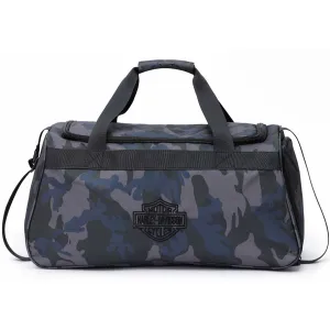 Harley-Davidson Crinkle Bar & Shield Logo Nylon Duffel Bag w/Side Shoe Pocket, Camo 90331