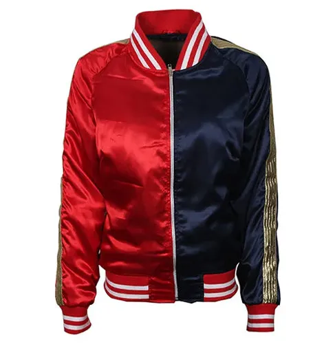 Harley Quinn Dual Color Motorcycle Leather Hoodie Jacket