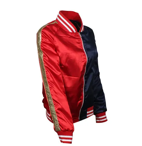 Harley Quinn Dual Color Motorcycle Leather Hoodie Jacket