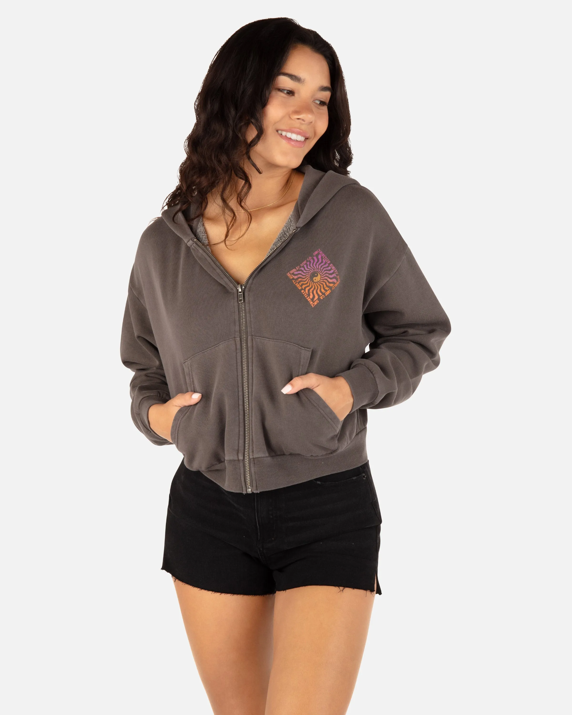 In Balance Crop Zip Up Hoodie