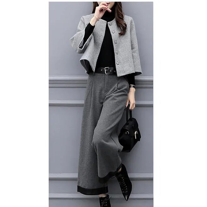 Ketty More Women Loose Wide Hem Two Piece Skirt Suit-KMWDC5482