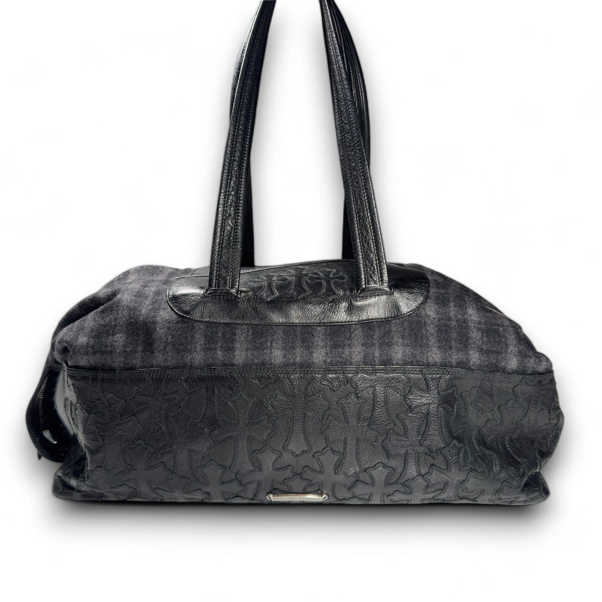 Large Flooded Cross Patch Flannel Duffle Bag