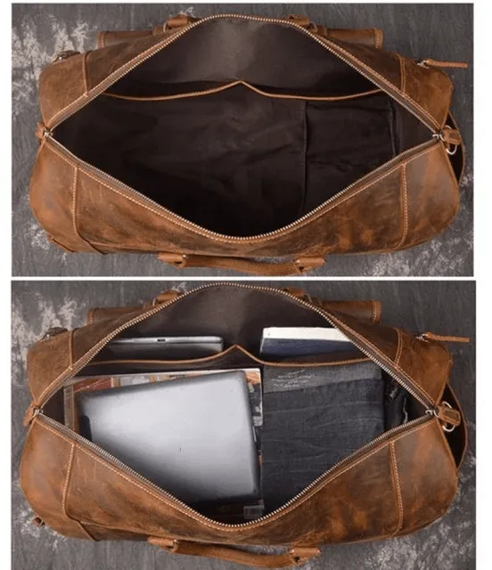 Large Genuine Leather Travel Duffle Bag