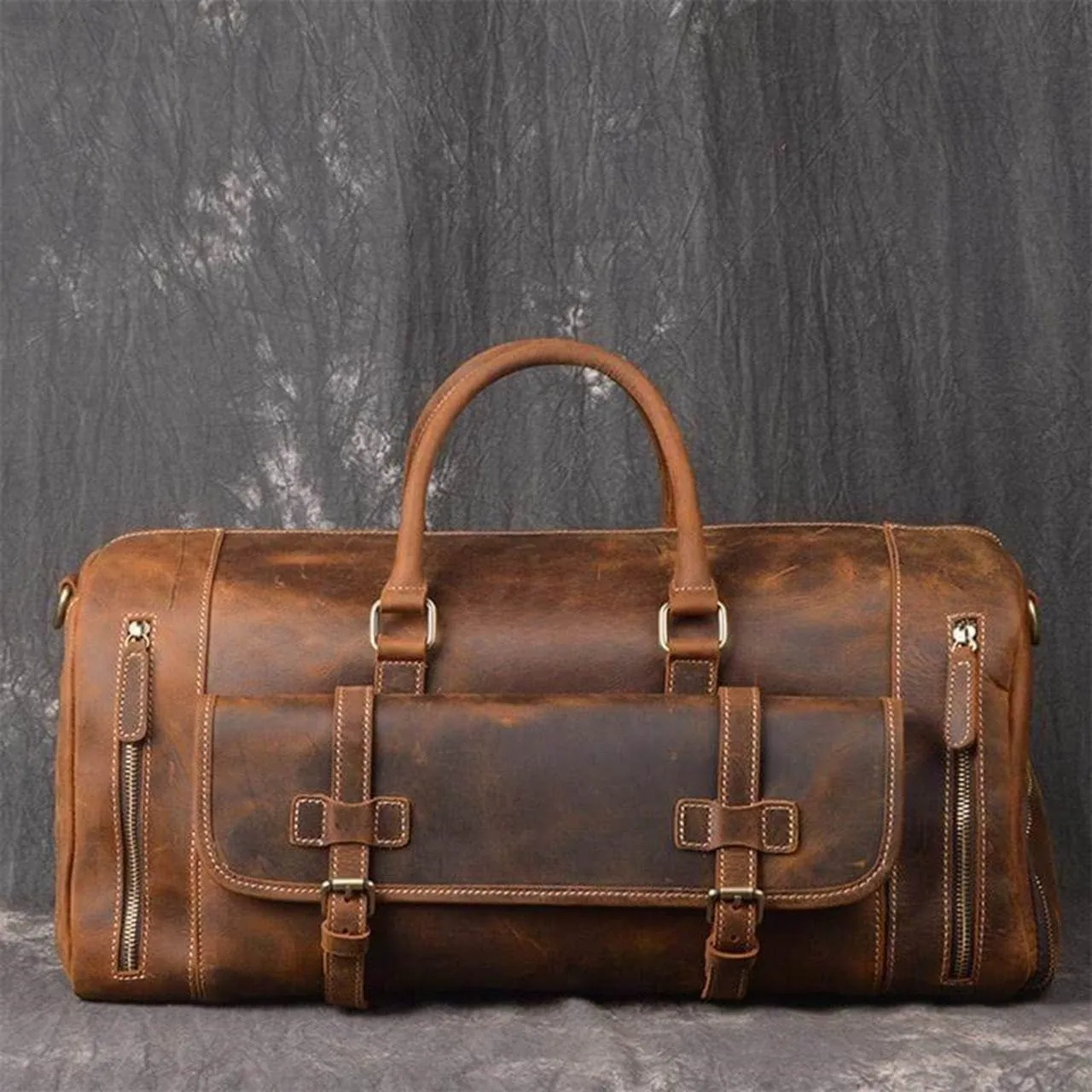 Large Genuine Leather Travel Duffle Bag