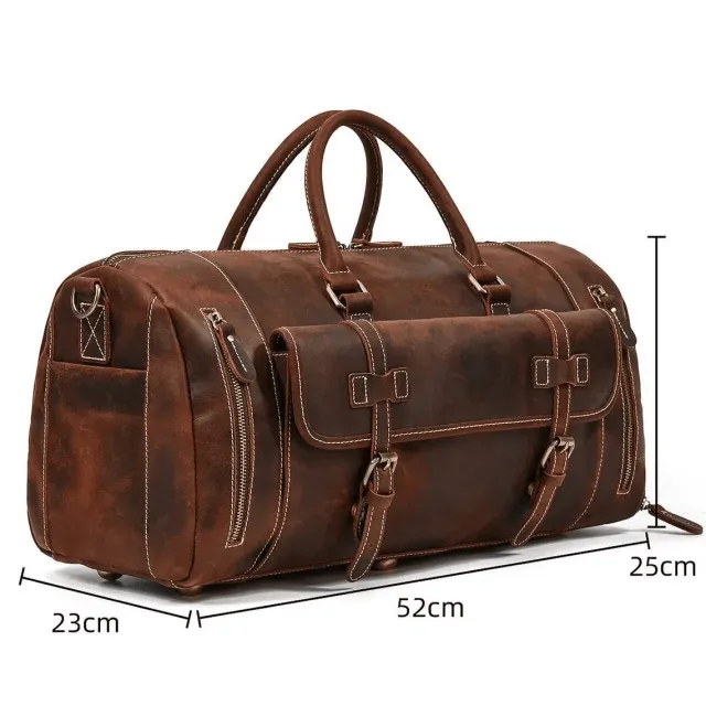 Large Genuine Leather Travel Duffle Bag