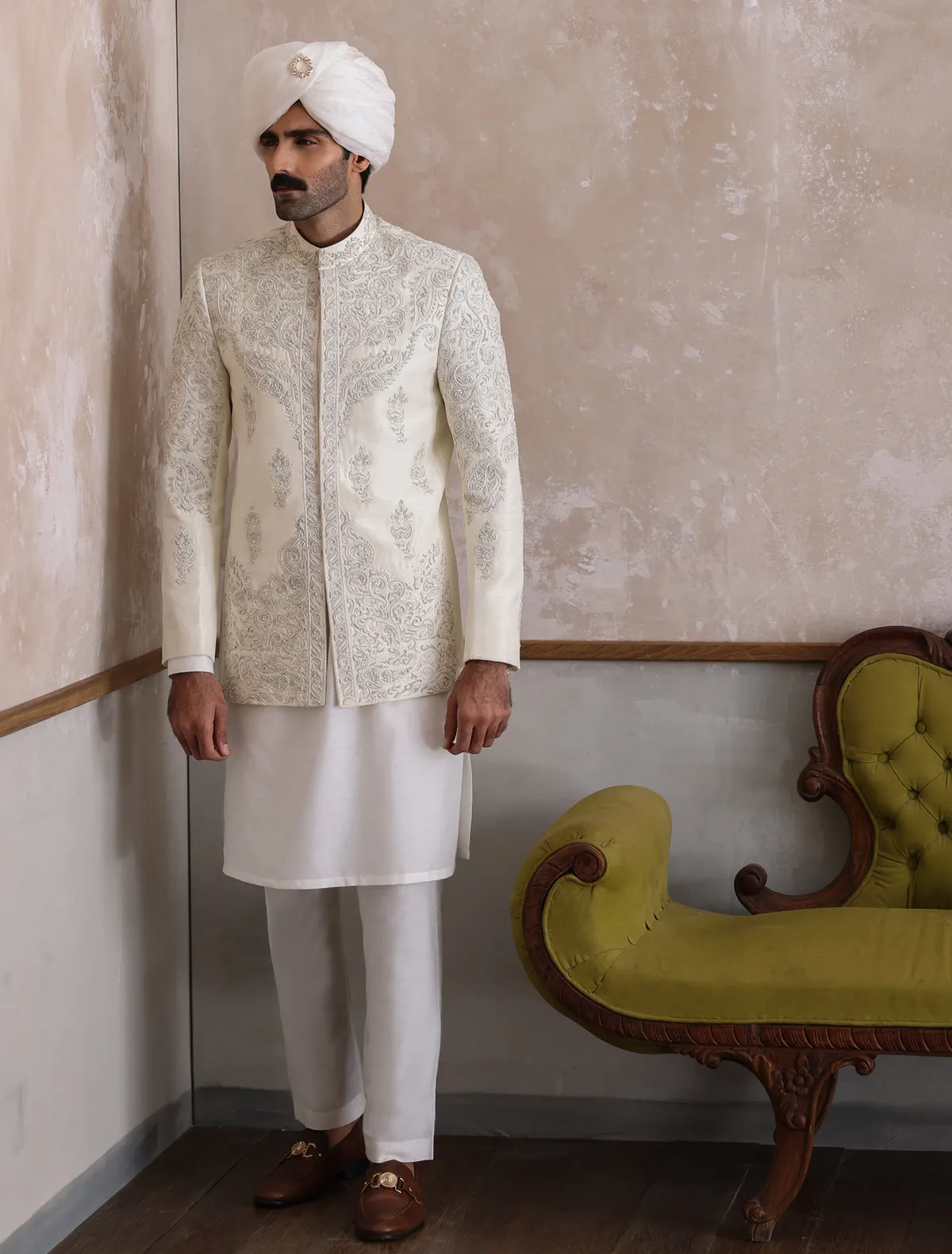 Limited Edition Prince Coat Crafted with Intricate Hand Embroidery-S