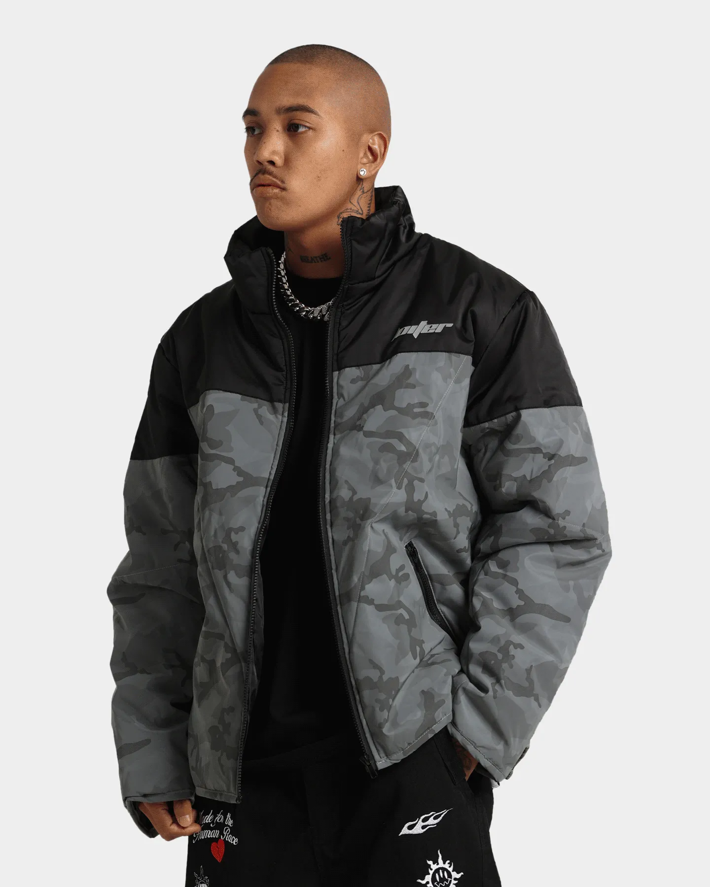 Loiter Split Spectrum Puffer Jacket Black/Camo 3M