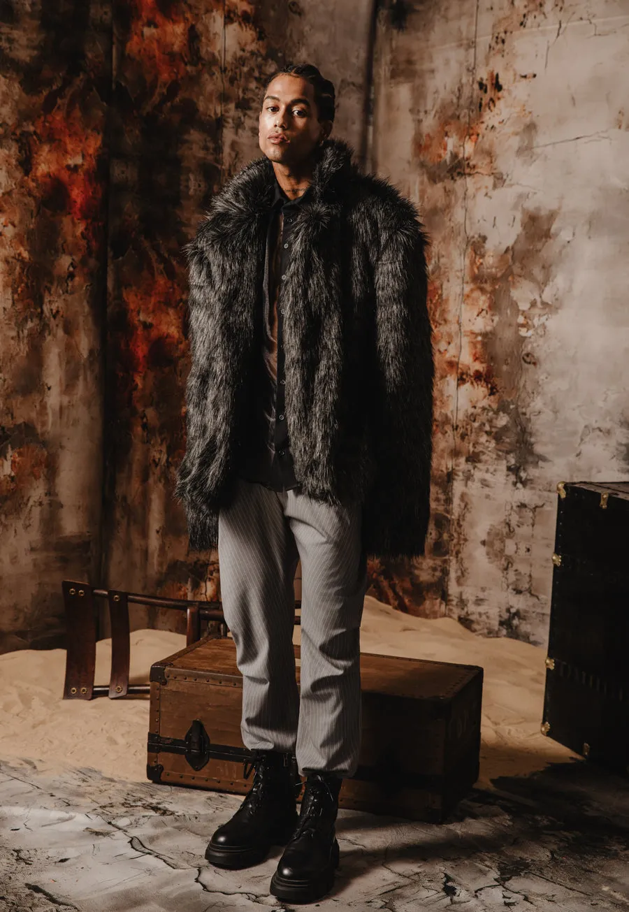 Mateo Faux Fur Jacket  Charcoal