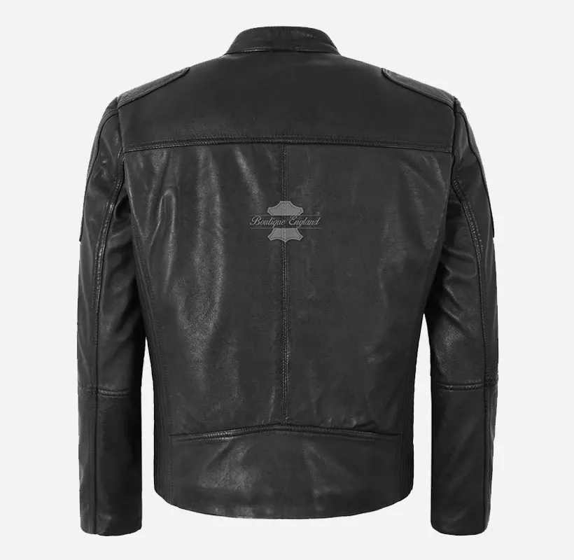 MATTEO Biker Leather Jacket For Mens Waxed Leather Moto Jacket