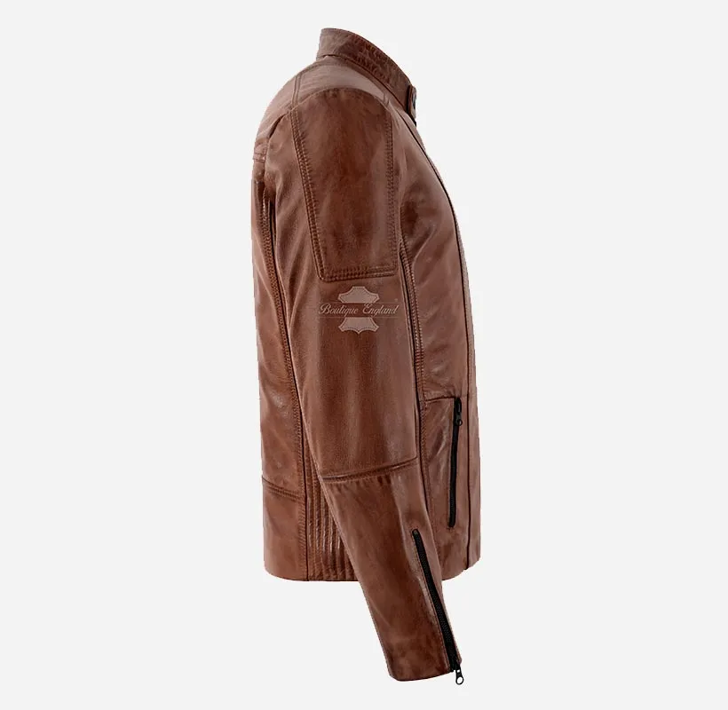 MATTEO Biker Leather Jacket For Mens Waxed Leather Moto Jacket