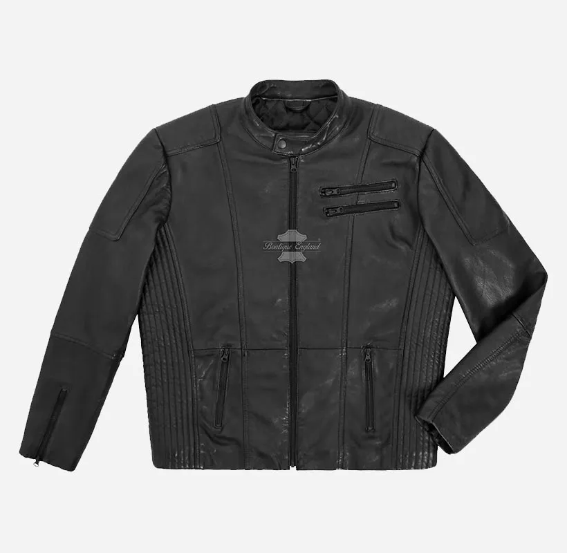 MATTEO Biker Leather Jacket For Mens Waxed Leather Moto Jacket