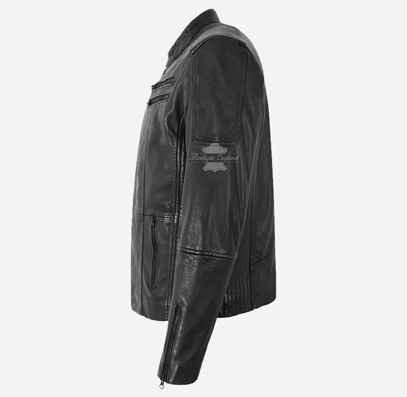 MATTEO Biker Leather Jacket For Mens Waxed Leather Moto Jacket