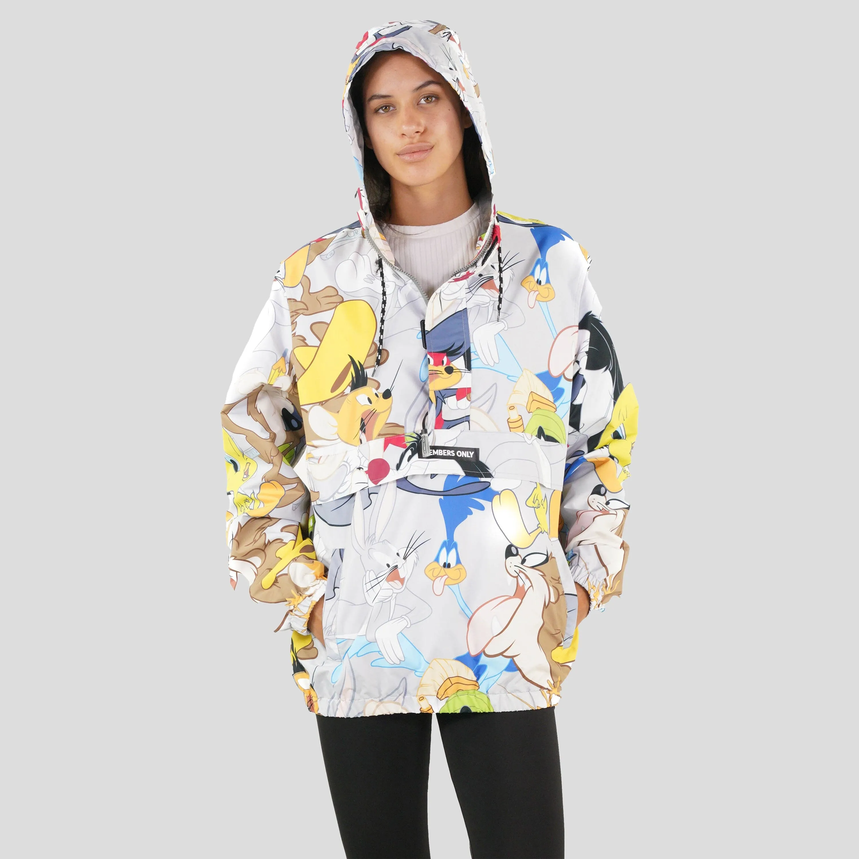 Members Only Women's Looney Tunes Print Popover Oversized Jacket