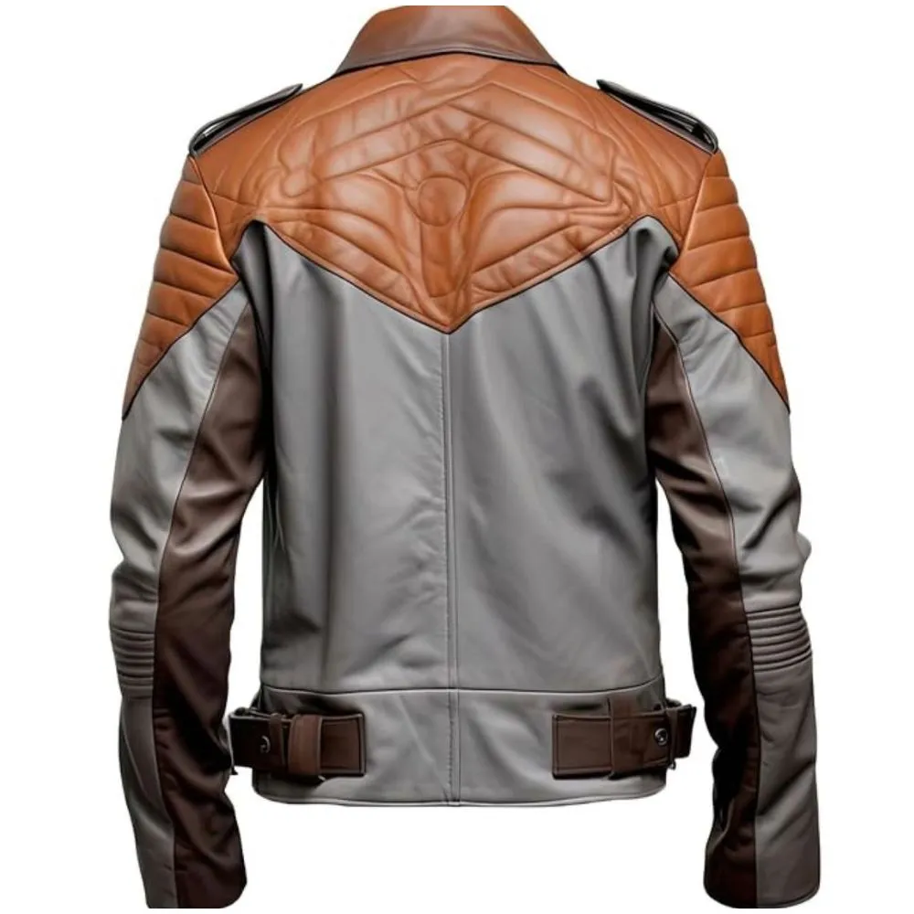 Men’s Brown Cafe-Racer Lapel Collar Premium Sheepskin Leather Jacket