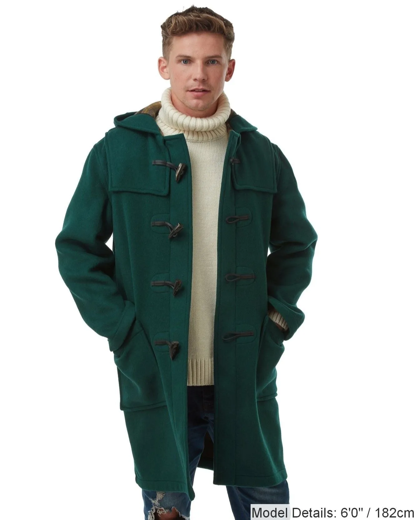 Men's Classic Fit Duffle Coat - British Racing Green