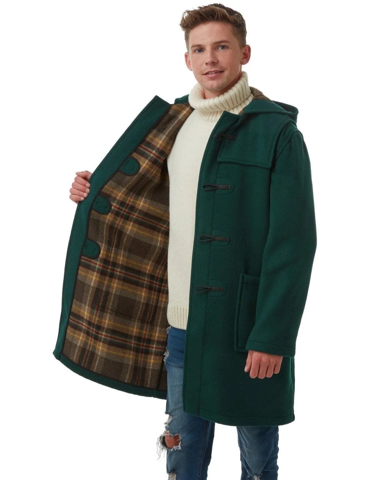 Men's Classic Fit Duffle Coat - British Racing Green