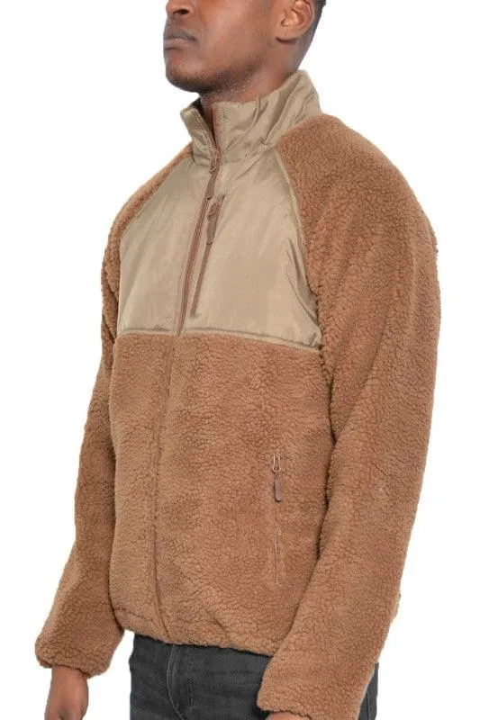 Mens Full Zip Sherpa Fleece Jackets 5 Colors