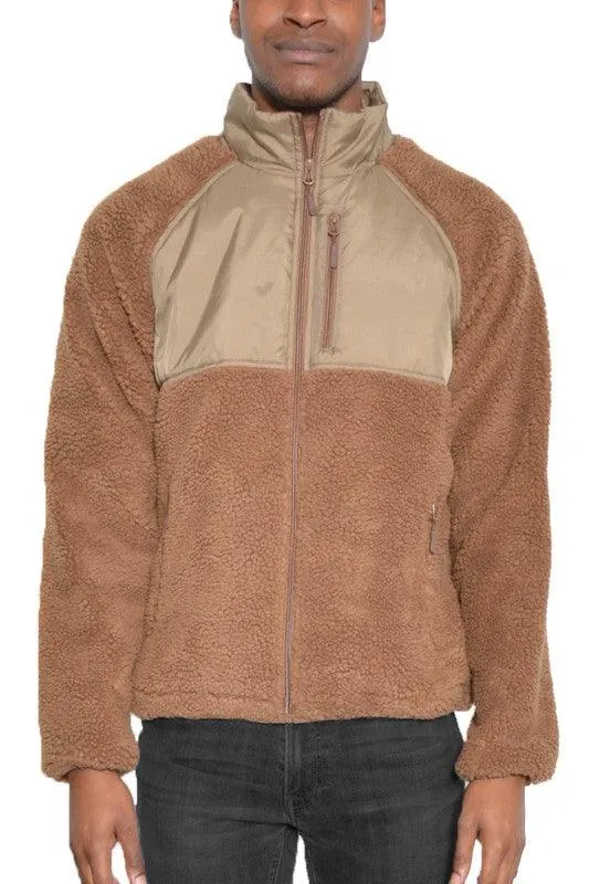 Mens Full Zip Sherpa Fleece Jackets 5 Colors