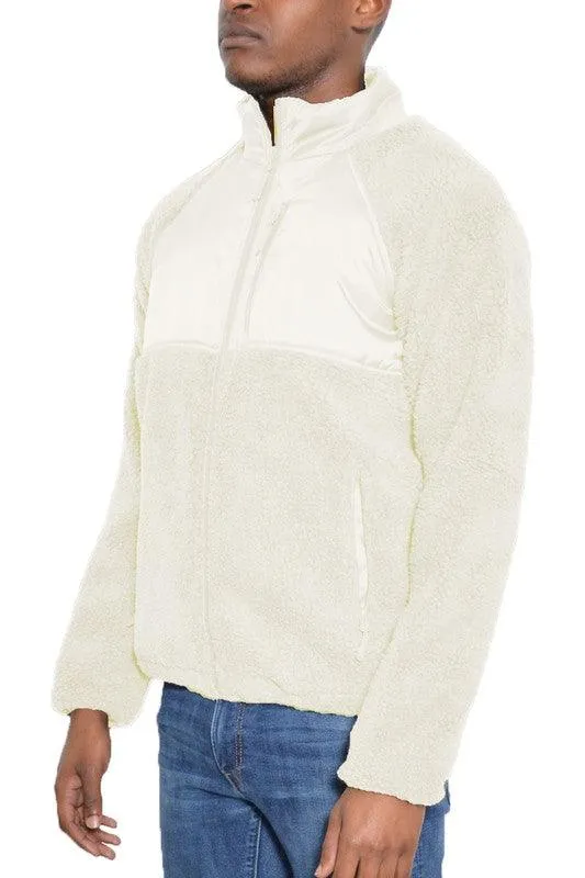 Mens Full Zip Sherpa Fleece Jackets 5 Colors