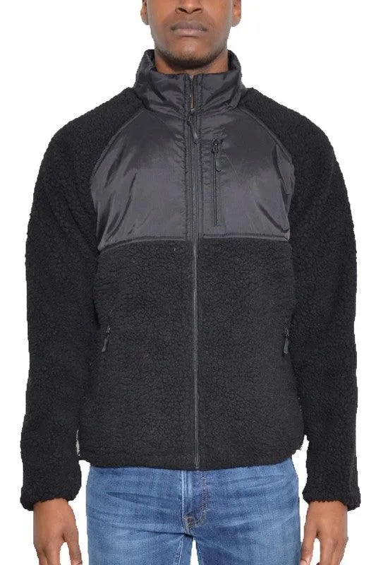 Mens Full Zip Sherpa Fleece Jackets 5 Colors