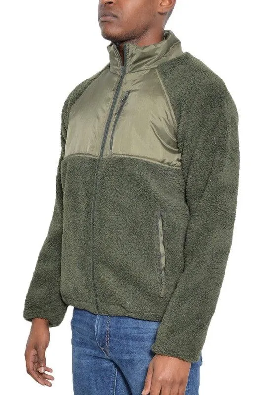 Mens Full Zip Sherpa Fleece Jackets 5 Colors