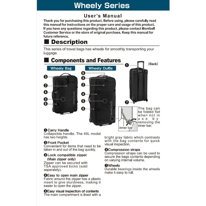 Montbell Wheely Bag 60 litres Luggage