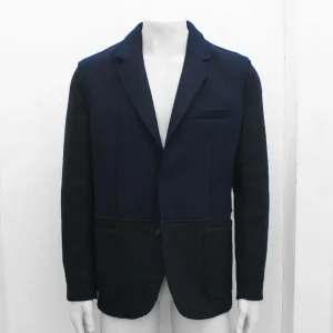 Navy Blue & Grey Two Tone Wool & Nylon Blazer