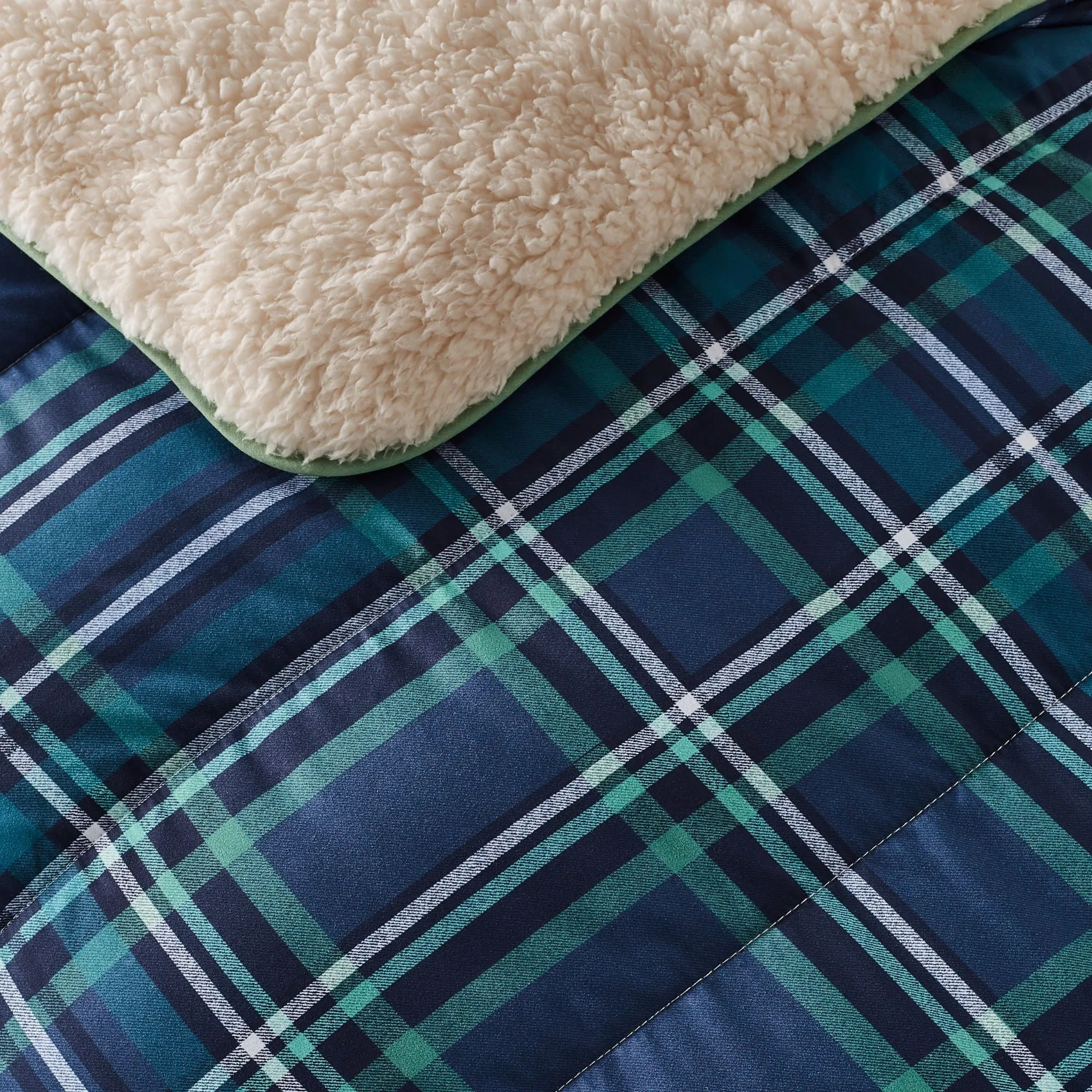 Night Lark®  Cosy Sherpa Throw Classic Tartan Navy