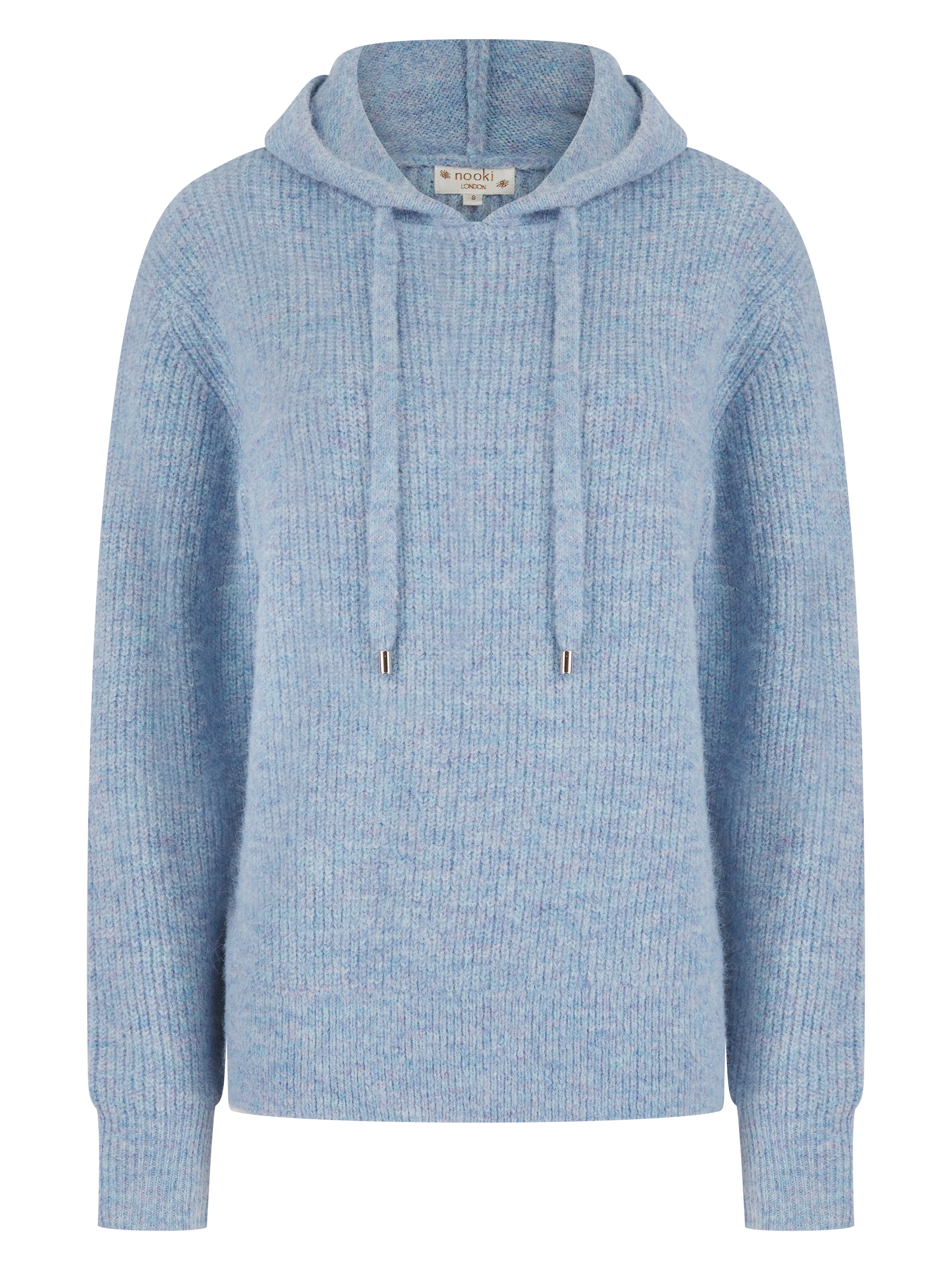 NORWOOD KNITTED HOODIE IN SKY BLUE