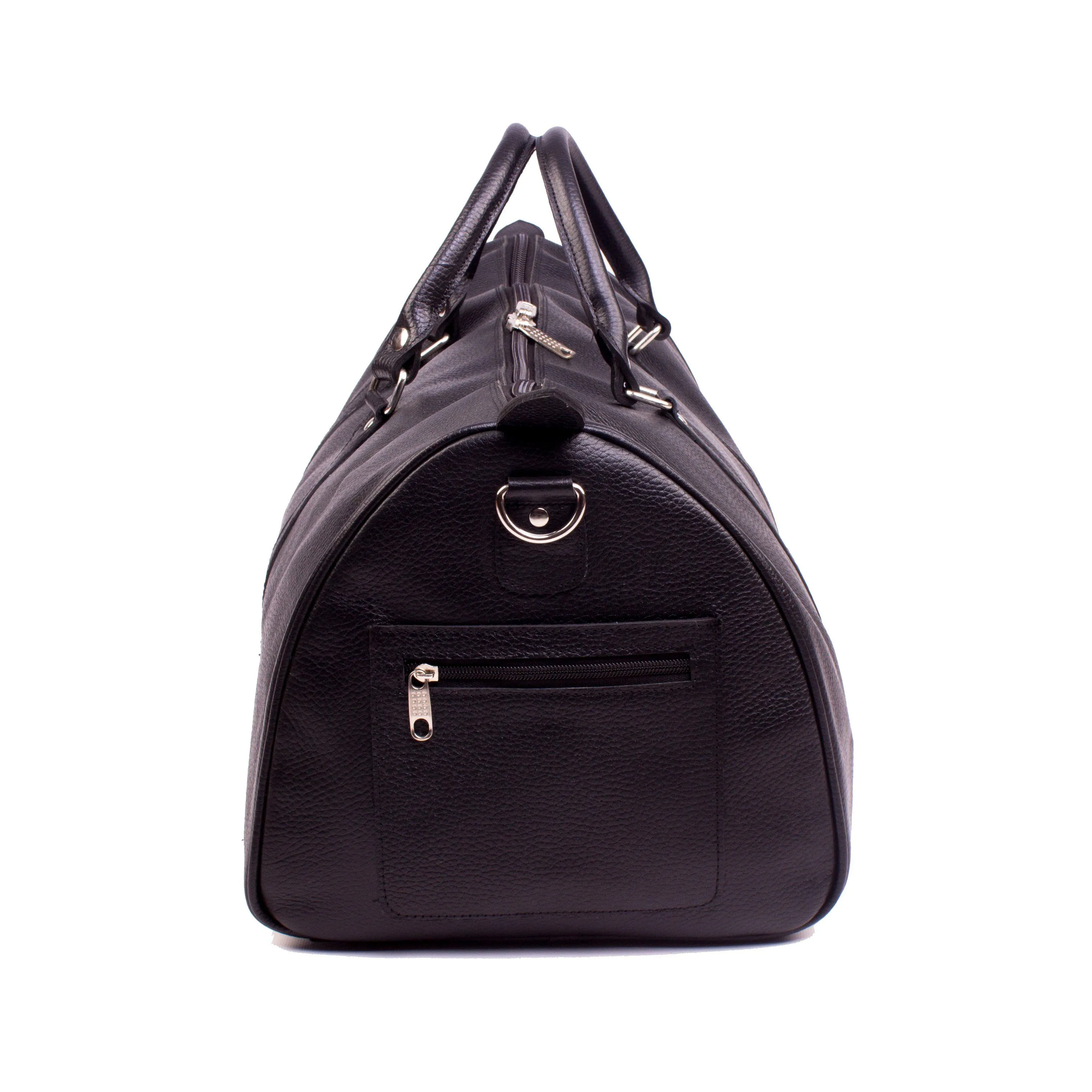 ONE NIGHTER BLACK LEATHER DUFFLE BAG