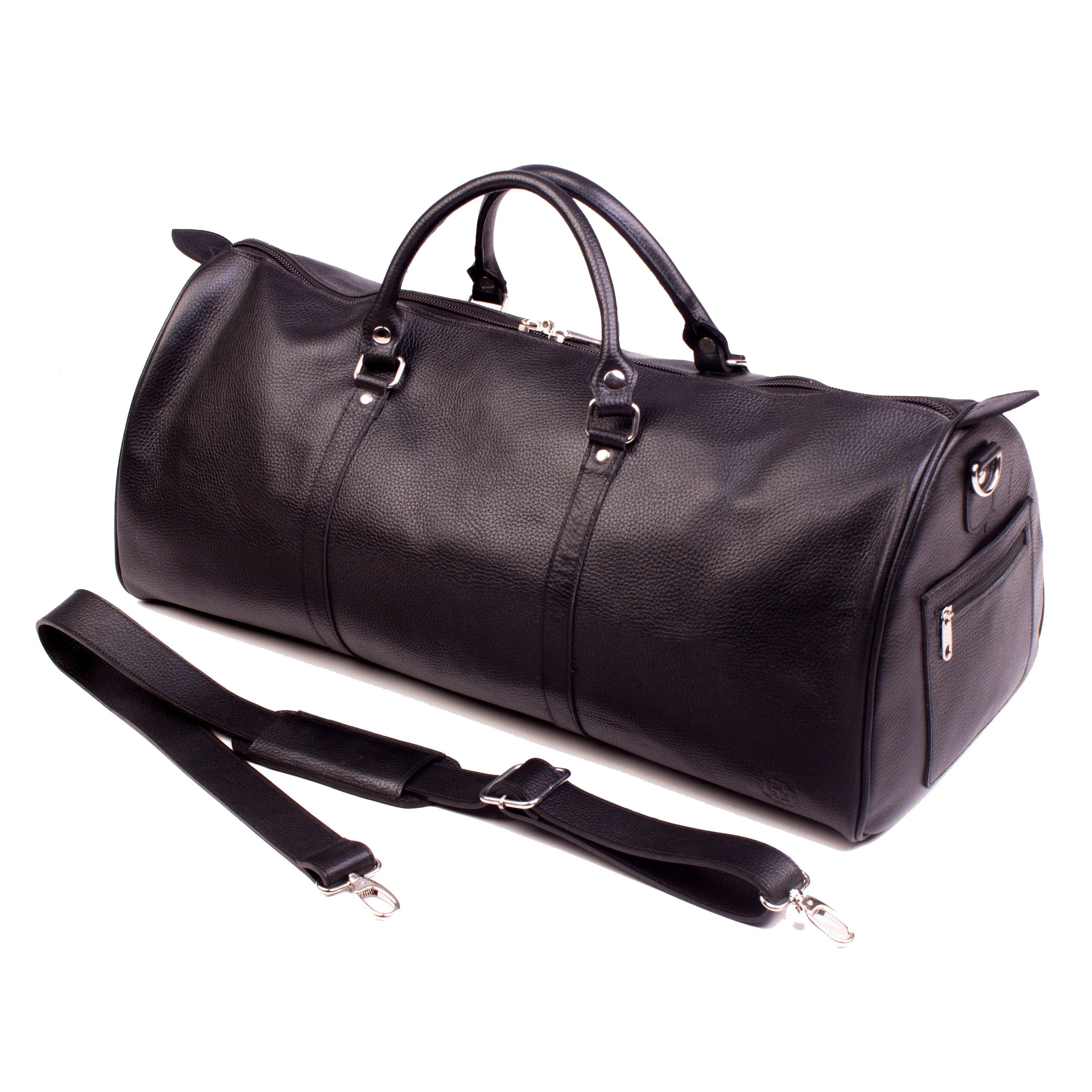 ONE NIGHTER BLACK LEATHER DUFFLE BAG