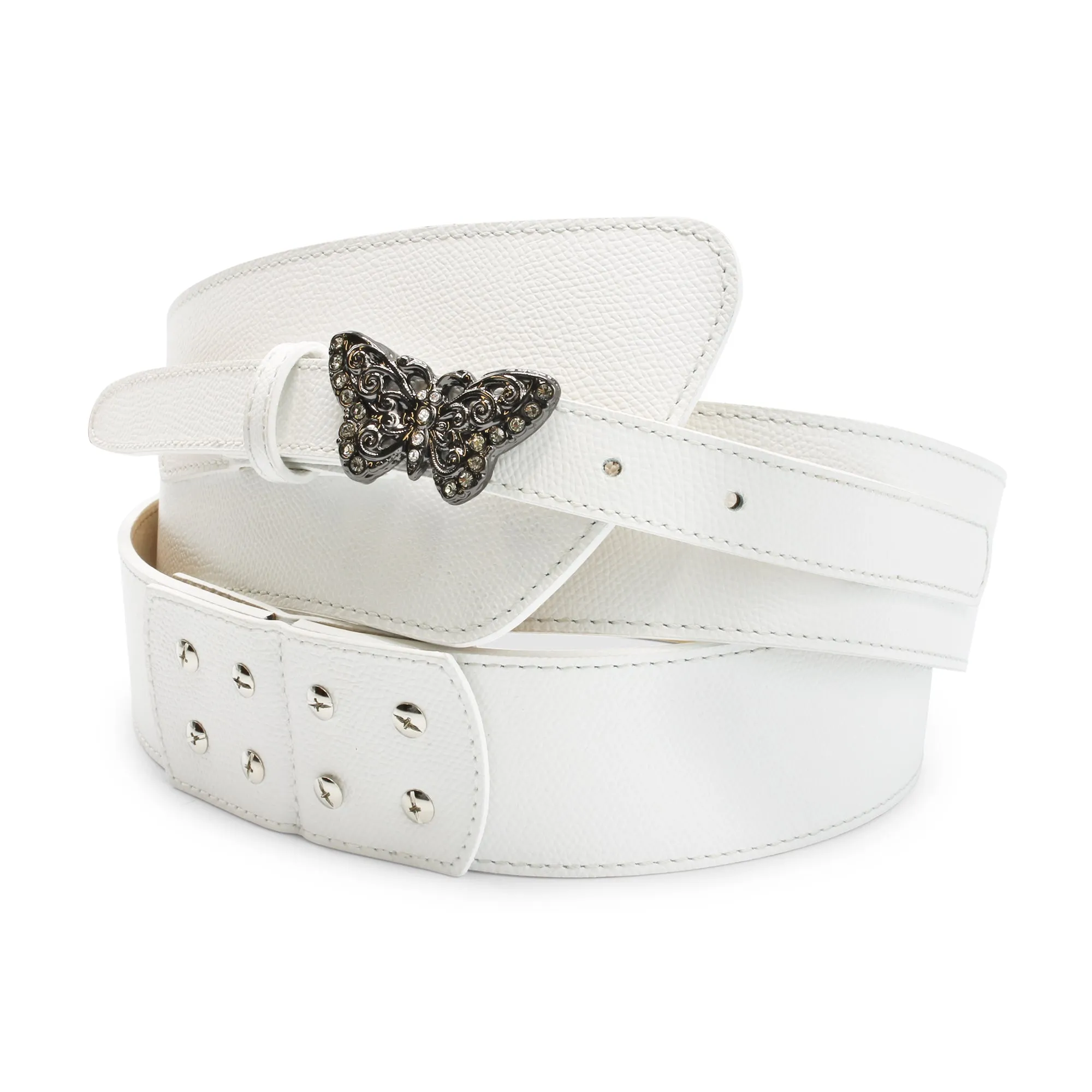 Optic White Fonda Wide Asymmetric Butterfly Belt