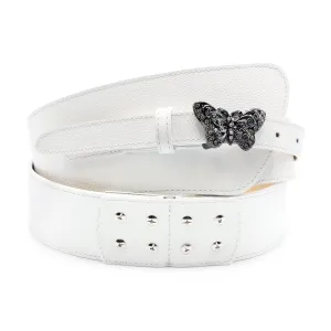 Optic White Fonda Wide Asymmetric Butterfly Belt