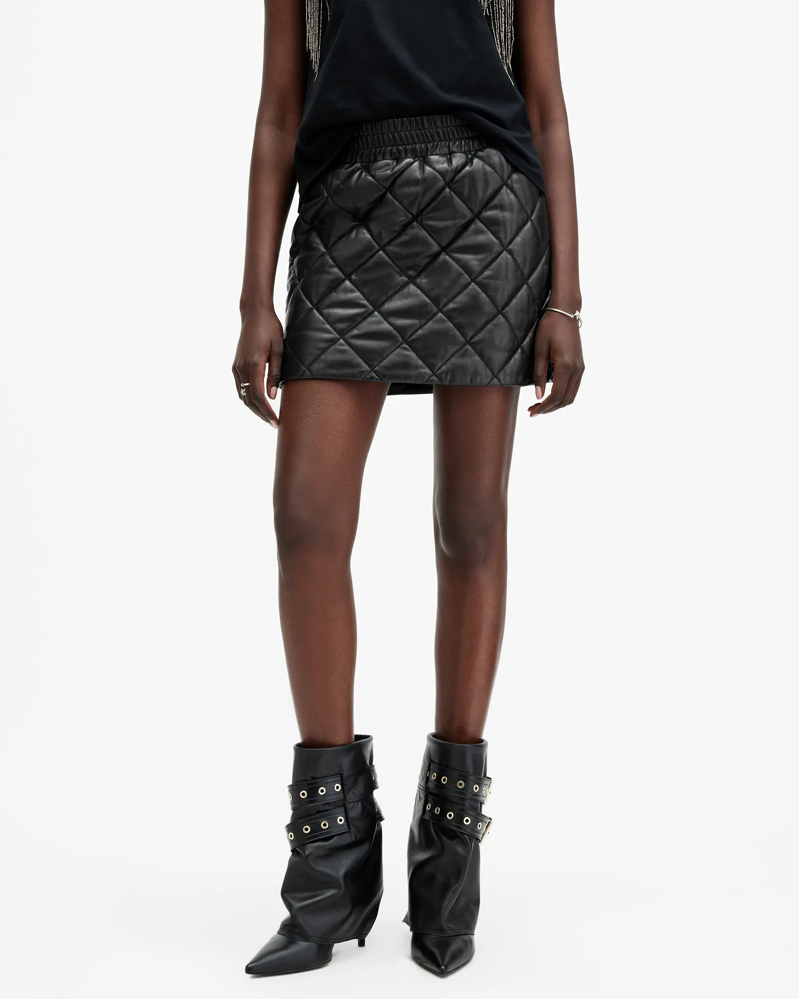 Ottie Quilted Leather Mini Skirt