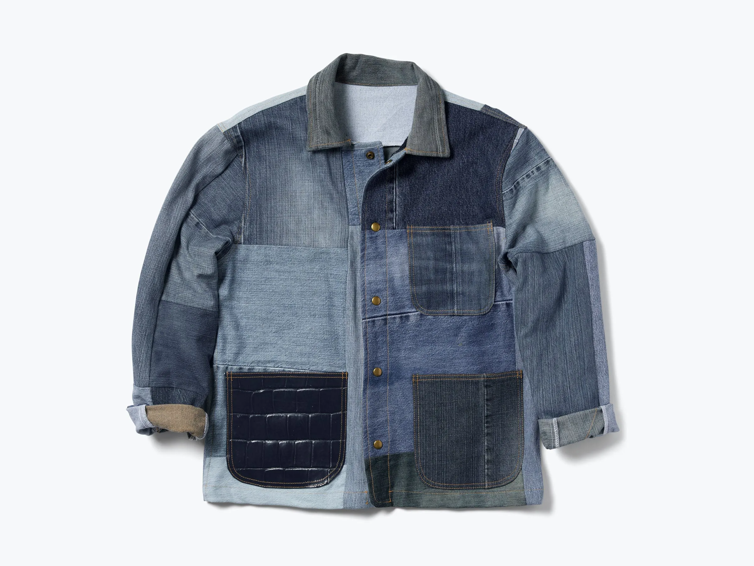 PATCHWORK DENIM CHORE COAT