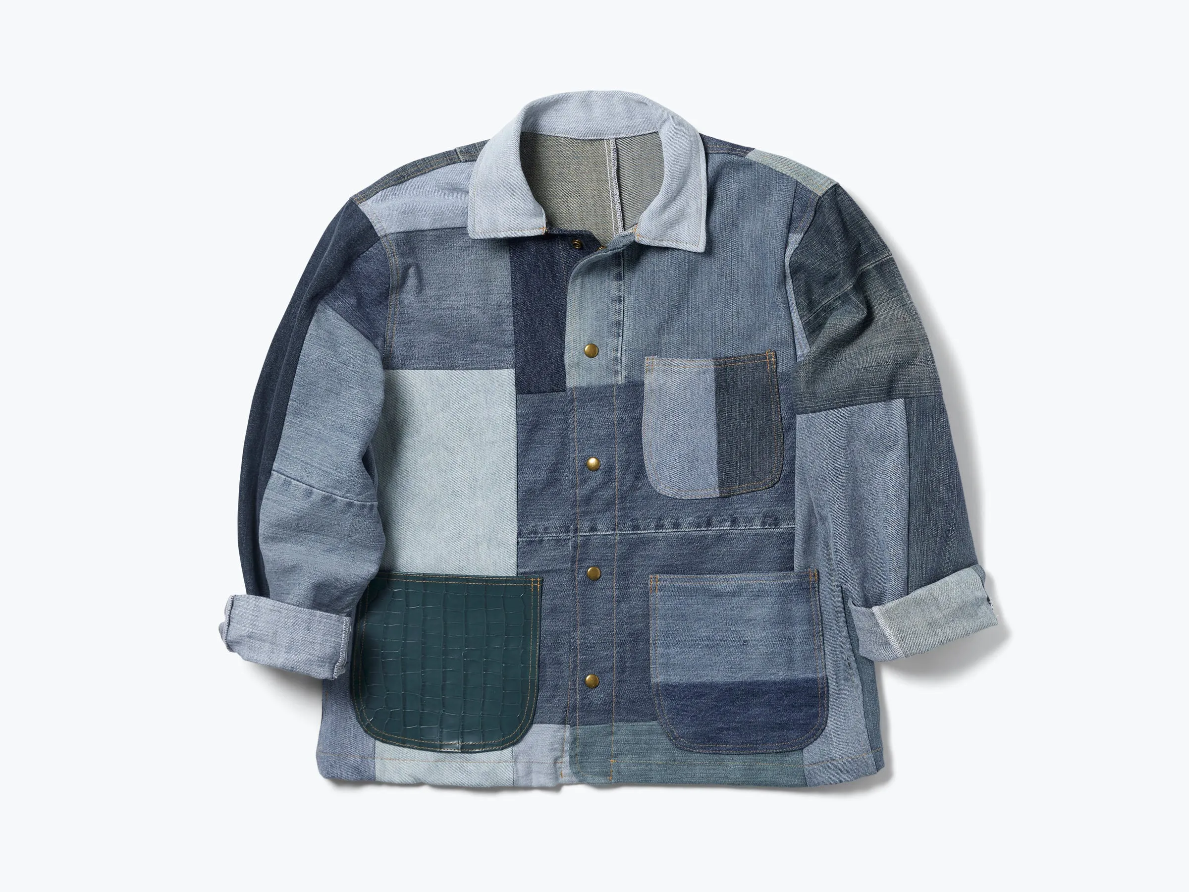 PATCHWORK DENIM CHORE COAT