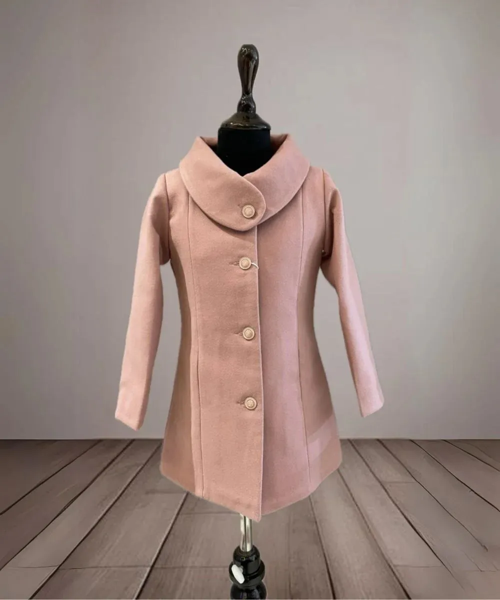 Peach Colored Party Wear Coat for Baby Girls