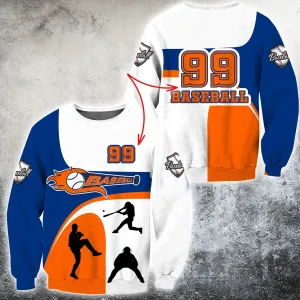 Personalized Name & Number Baseball White Orange Sweatshirt Hoodie Christmas Shirts For Men And Women