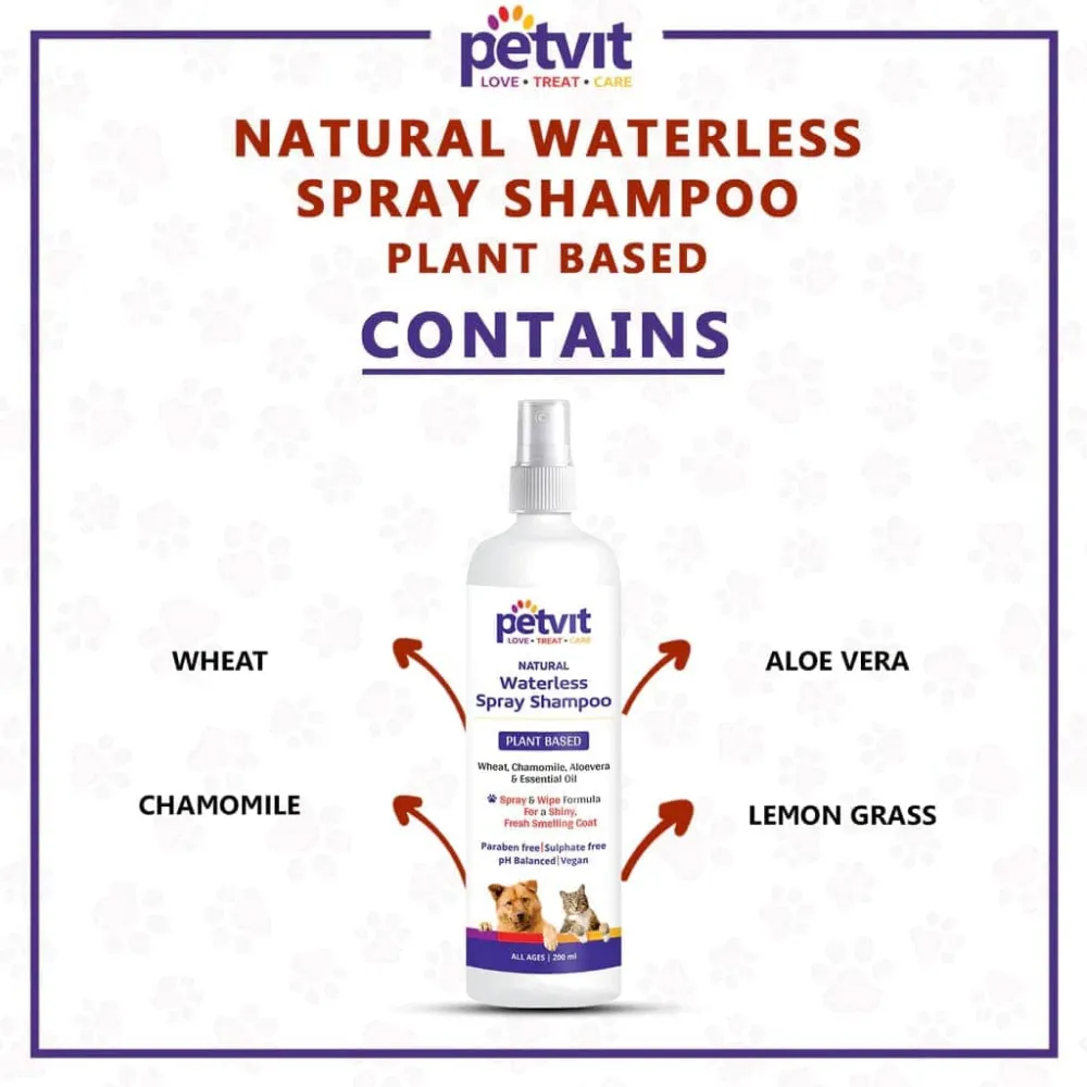 Petvit Plant Based Natural Waterless Shampoo for Dogs (Limited Shelf Life)