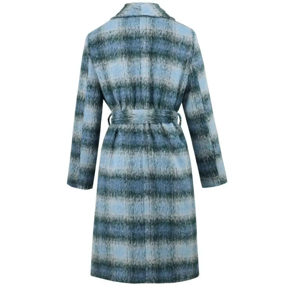 Plaid Tie Waist Long Sleeve Coat in Timeless Luxury Fashion for Women